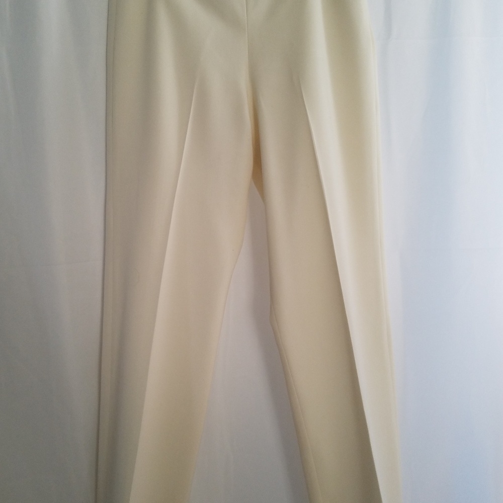 Larry Levine Cream Career Pants Stretch Lined Sz 4